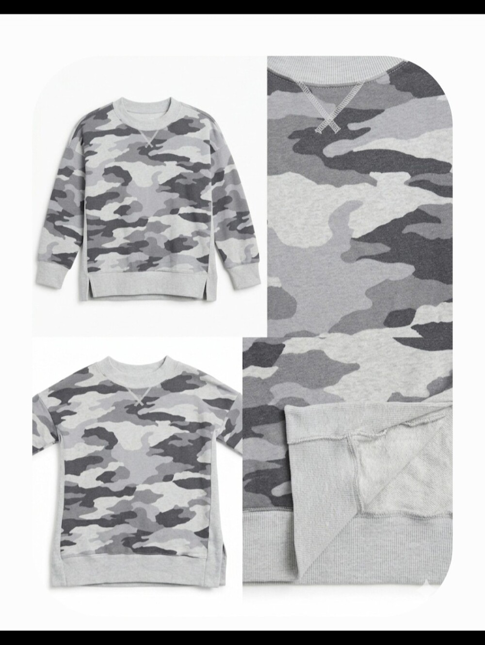 aerie Gray Camo Crewneck Sweatshirt